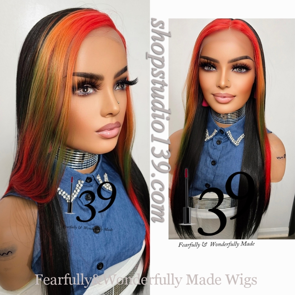 Colorful skunk strip HD Lace front with side Shifting part